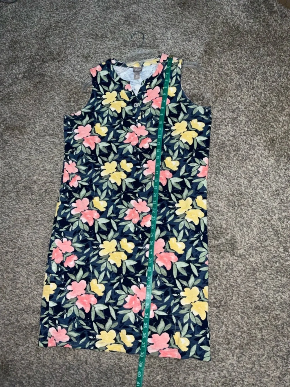 Chico's Navy Sleeveless Floral T-Shirt Shift Dress All-Day Comfort Size1/Small - Picture 8 of 8